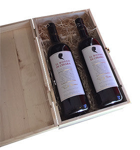 PBW Wooden box (empty) for 2 75 cl bottles branded Red Clare - Paolo Basso Wine Ltd.