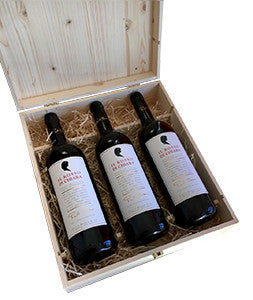 PBW Wooden box (empty) for 3 75 cl bottles branded Red Clare - Paolo Basso Wine Ltd.